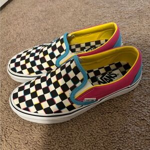 crazy check multi slip on vans